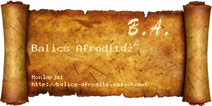 Balics Afrodité névjegykártya